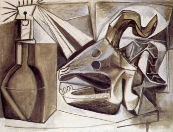 Pablo Picasso : goat's skull bottle and candle